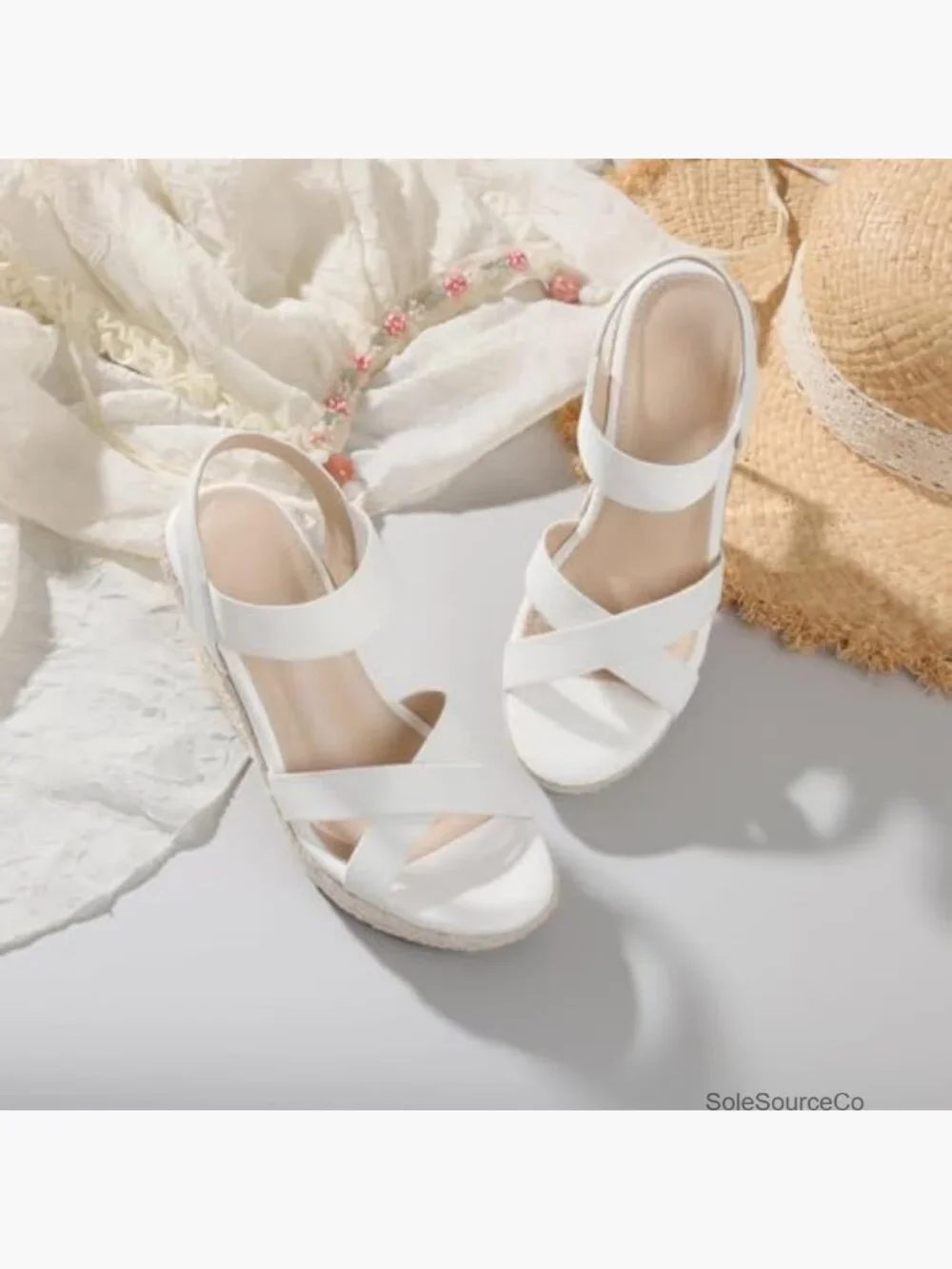 Women's Open Toe Espadrilles Wedge Sandal Slip On Ankle Strap Platform Dressy